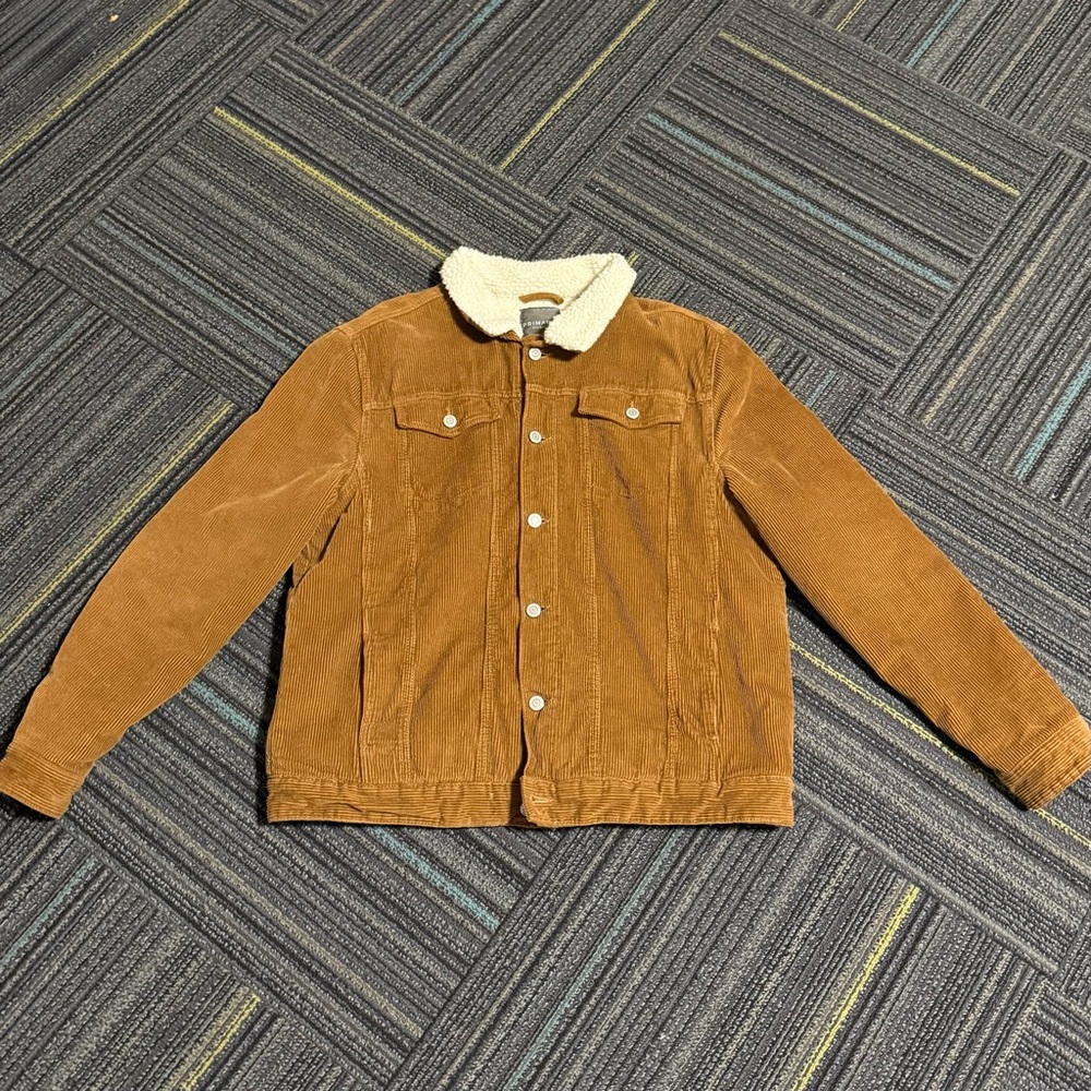 Primark Brown Corduroy Jacket with Cream Collar